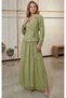 Lace Detailed Tie-Front Skirt and Jacket Double Linen Set - 3