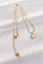 316L Steel Chain Gold Color Marble Patterned Minimal Smile Necklace - 2
