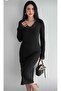 Women's V-Neck Lace Detailed Long Dress