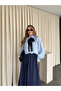 Blue Collared Shirt with Tie and Sleeve Detail - 102277 - 4