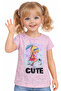Girl's Cute Written Front Patterned Sequined Pink Color T-Shirt - 4
