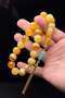 Gold Silver Tasseled Mascot Rock Drop Amber Prayer Beads - 2