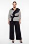Women's Black Summer Flounce Collar Set with Accessories and Striped Top and Bottom