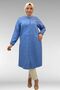 68017 Plus Size Judge Collar Tunic with Elastic Sleeves - Indigo