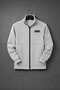 Men's Logo Printed Scuba Gray Black Zippered Jacket - 2