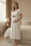 Ecru Ruffled Detailed Maternity Nightgown and Dressing Gown Set - Maternity Hospital Discharge Set - 2