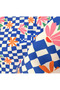 Maximalist Blue Checkered Pattern Flowers Upholstery Fabric 100X140 cm (Cushion Cover Brunner Tablecloth Etc) - 2