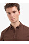 Brown Linen Blend Regular Fit Long Sleeve Shirt 50320941-Vr084 - 2