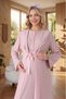 New Season Powder Jacquard Full Length Summer Shawl Collar Buttoned Stylish Maternity Pajama Nightgown Set