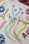 6 Pieces Long Hair Pieces Colorful Children's Clip-In Hair Clip Set - 3