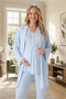 New Season Blue Maternity Shawl Collar Summer Jacquard Design Short Sleeve Dressing Gown Pajama Set