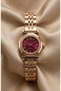 Women's Steel Watch Gold Color Burgundy Dial Vintage Classic Old Money |   Luxury Stylish Women's Wristwatch 2026 - 3