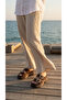 Double Buckle Detail High Wedge Heel Lu Suede Comfortable Women's Summer Slipper Sandals - 5