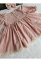Powder Cream Lace Muslin Dress - 7