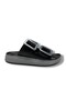 7000-2-26 Checkered Shiny Leather Double Buckle Anatomical Women's Slippers - 2