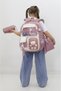 Girl's 3-Piece School Bag Set with Lunch and Pencil Case, Plush Accessories, Powder Color, Primary School and Kindergarten - 2