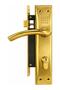 Door Handle Set with Lock, Gold Finish, Lever Style, Includes Keys and Hardware, Mortise Lock
