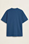 Men's Oversize Basic 100% Cotton Crew Neck Indigo T-Shirt - 7