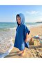 Cobalt Blue 4 Layer Organic Muslin Hooded Poncho - Sea and Pool Towel - Drying Cover - 3