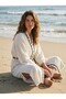 Handmade Süzene Embroidered Beach Kaftan, 60% Linen 40% Cotton , Breathable and Quick-Drying Fabrics - 4