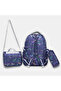 Girl's School Bag Set of 3 Navy Blue Floral Patterned Primary School Set with Shiny Cover - 5