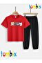 Uygunmoda Hi̇hello Printed T-Shirt Sweatpants (Sweatpants with Pockets) Top-Bottom Children's Set