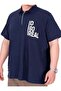 Men's Oversize T-Shirt Polo Neck Real 25309 Indigo - 2