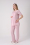 Maternity 3-Piece Pajama Set with Lace Detail and Dressing Gown - Breastfeeding-Friendly Mother Set - 6