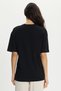 Women's Oversize Wide Cut 100% Cotton Crew Neck Short Sleeve Printed Black T-Shirt Blouse - 5