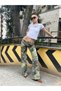Wide Lige Camouflage Patterned Low Waist Wide Leg Pants Baggy Y2K Street Style