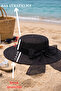 Women's Wide Brim Straw Hat with Bow Detail and Tulle Beach Hat - 3