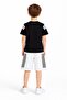 Black Stripe Detailed Written T-Shirt and Shorts Set for Boys 23771 - 4