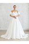 Bridal Gown-Wedding Dress Balloon Sleeve Belted Satin Fabric - 4