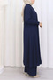 Women's Comfortable Cut Hijab Tunic Pants Set – Wrinkled Fabric, High Collar - 6