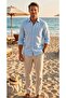 Single Pocket Detail, 100% Cotton Linen, Breathable, Light Textured, Button-Up Collar, Men's Linen Shirt - 2