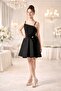 Girl's Crepe Fabric Black Color Short Evening Dress - 5