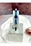 Healing Natural Stone Men's Bracelet - Blue Agate and Hematite Stone Rubber Design Jewelry - 3