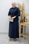 Pocketed Gathered Waist Skirt Suit Tsd260171 Navy Blue - 5