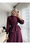 Women's Ruffle Shirt and Skirt Set M2512 - Plum - 2