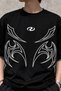 Oversize Black White Men's T-Shirt White Tribal Printed 100% Cotton Modern Streetwear - 3