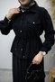 Pocketed Gathered Waist Skirt Suit Tsd260171 Black - 5
