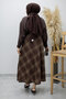 Checkered Skirt with Elastic Waist Tsd260168 Brown - 6
