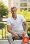 Men's White 100% Cotton Single Jersey 2-Piece V-Neck Basic T-Shirt Set - 3