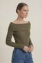 Khaki Women's Madonna Collar Camisole Blouse Long Sleeve Fit Flexible Stylish Body - 3
