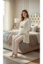Women's Shawl Collar Powder Maternity Dressing Gown Nightgown Set - 5