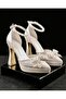 Elegant Pearl Platform Heeled Bridal Shoes - Feli̇syabuti̇k - 3