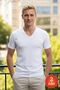 Men's White 100% Cotton Single Jersey 2-Piece V-Neck Basic T-Shirt Set - 2