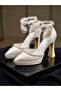 Elegant Pearl Platform Heeled Bridal Shoes - Feli̇syabuti̇k - 3