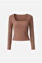 Women's Tara Square Neck T-Shirt - Mink - 2