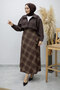 Checkered Skirt with Elastic Waist Tsd260168 Brown - 5